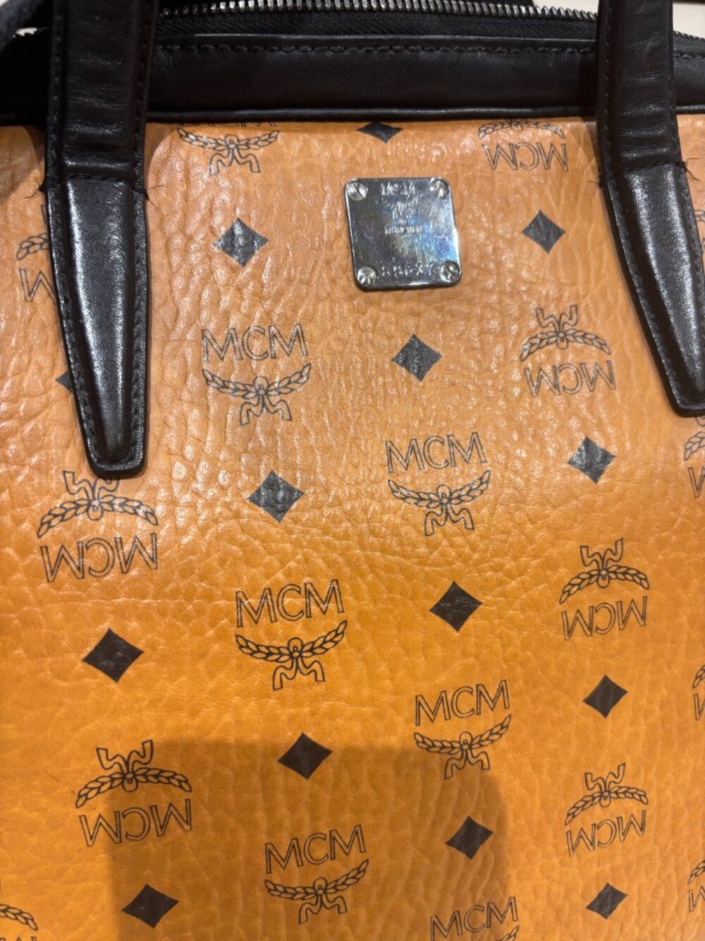 MCM Brown and Black Visetos Monogram Business Bag - Picture 2 of 6
